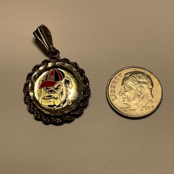 Georgia Bulldog Mascot UGA .999 Fine Silver and Red Pendant - Picture 2 of 5